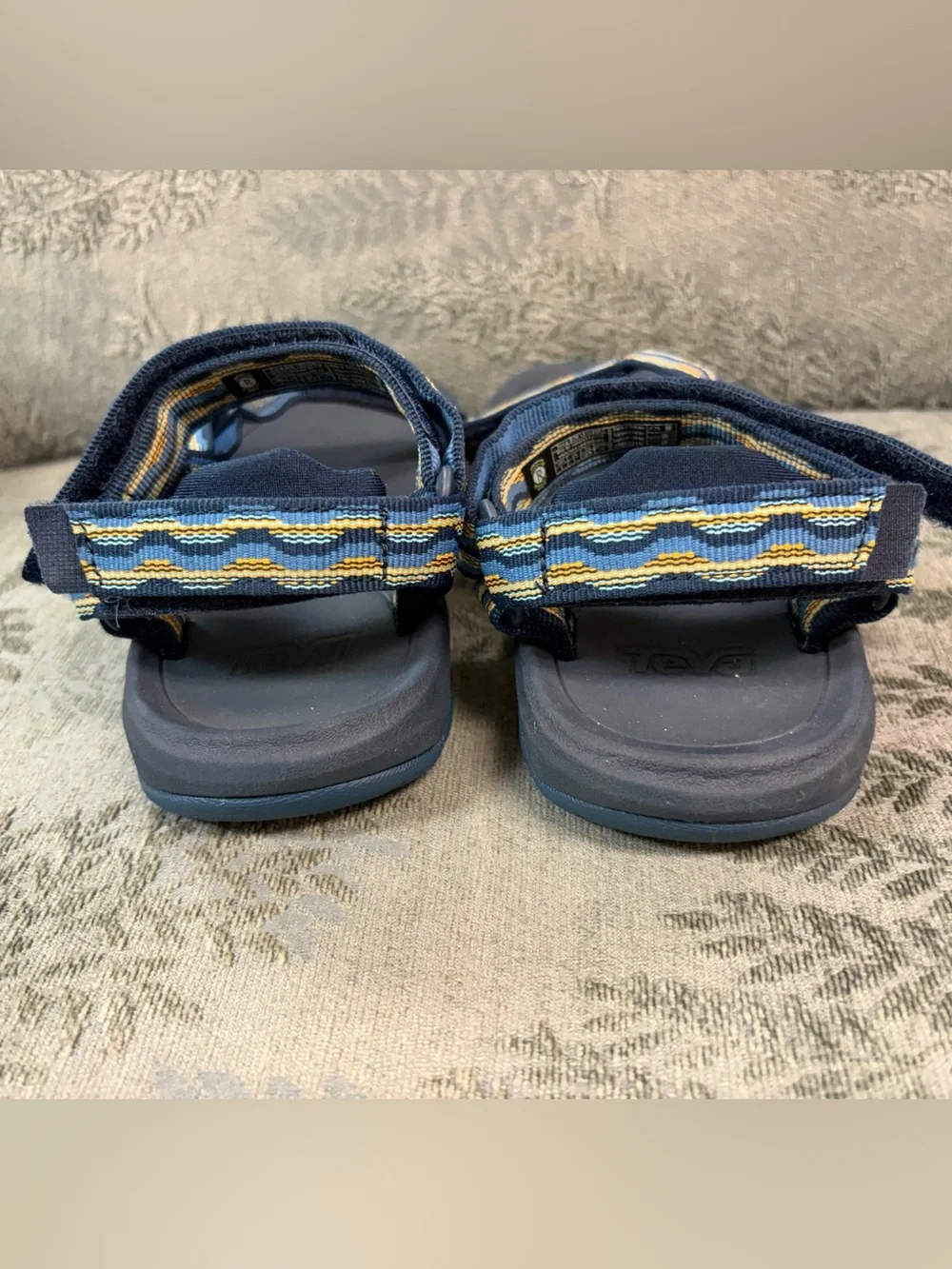 Tea Navy Blue Strappy Sport Sandals with Multicolor Webbing